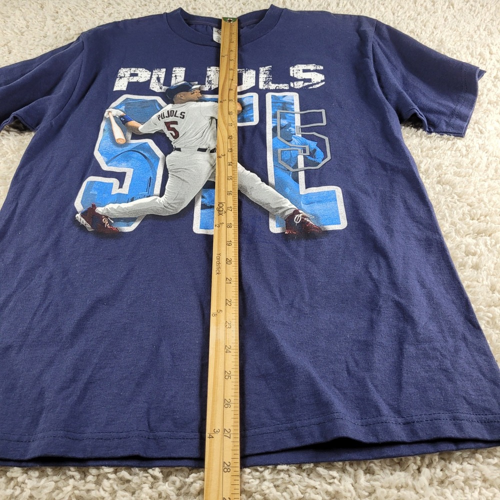 Vintage Albert Pujols STL Cardinals T-Shirt Mens M Blue Graphic Tee Short Sleeve - Picture 4 of 9